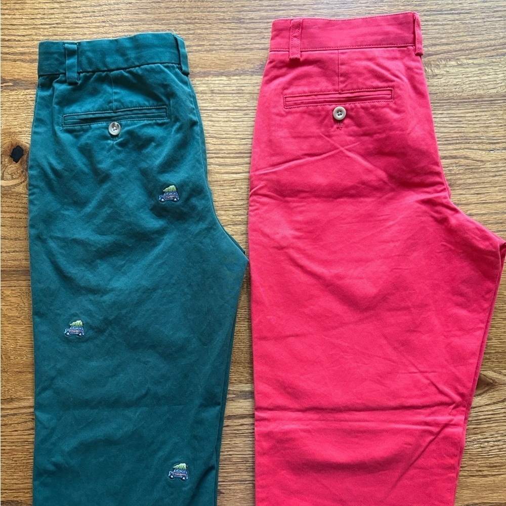 Vineyard Vines Kids pants- Green with woody truck with tree and NWT Red VV Pants - Picture 3 of 16